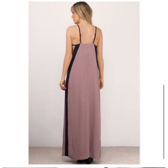 New Tobi Color Block Mauve & Black Long Sheath Maxi Dress Medium - Picture 3 of 8
